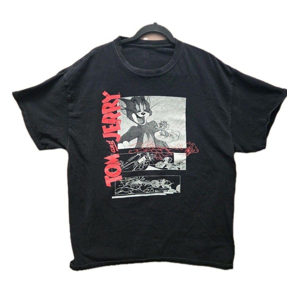 Tom And Jerry Unisex Adult Short Sleeve Graphic T-Shirt XL Black